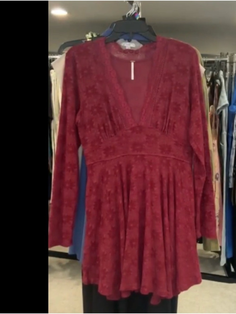 Free People Burgundy Long Sleeve Dress Medium - Picture 3 of 12